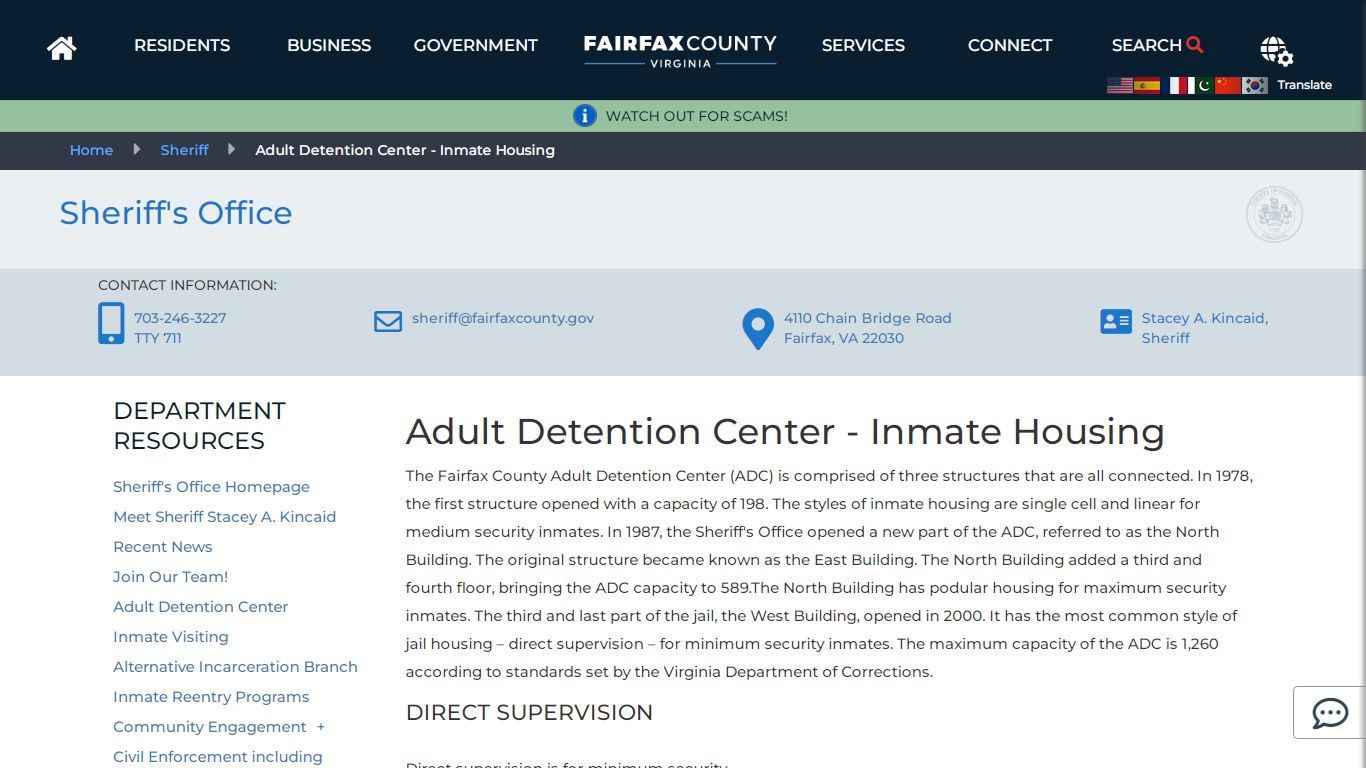 Adult Detention Center - Inmate Housing | Sheriff